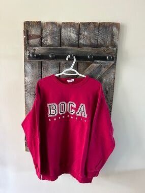 Men's Vintage BOCA 100% Cotton Burgundy Crewneck